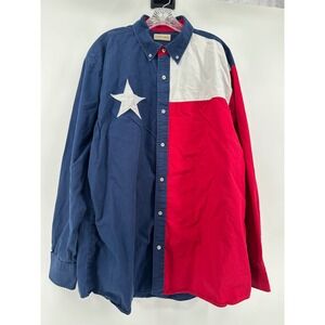 Cody James Mens Texas Star Western Button Down Shirt Blue Red White XL Cowboy